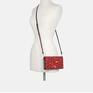 Coach red lepord crossbody clutch